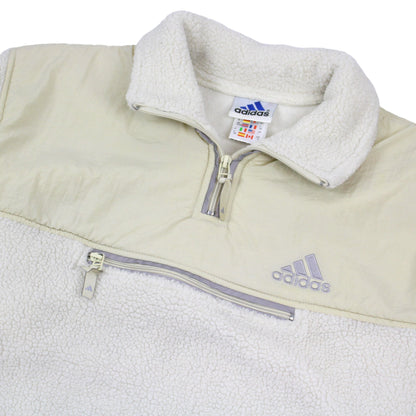 90s Adidas Cream Sherpa Fleece 1/4 Zip (XXL)