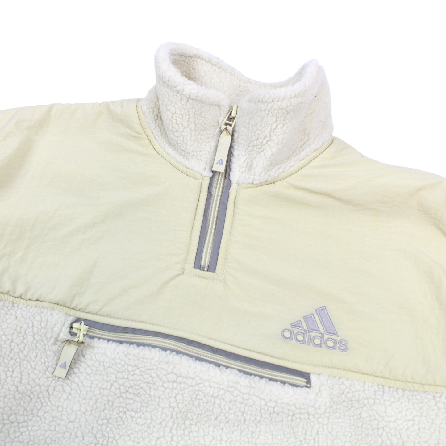 90s Adidas Cream Sherpa Fleece 1/4 Zip (XXL)