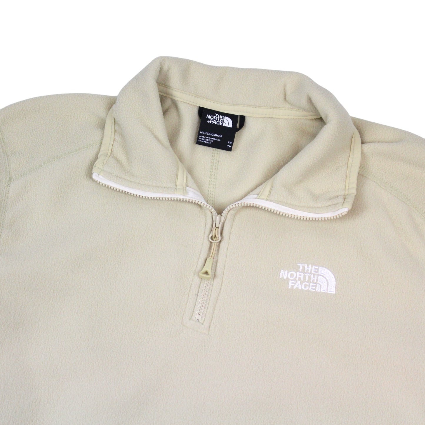 The North Face Cream Embroidered 1/4 Zip Fleece (XS)