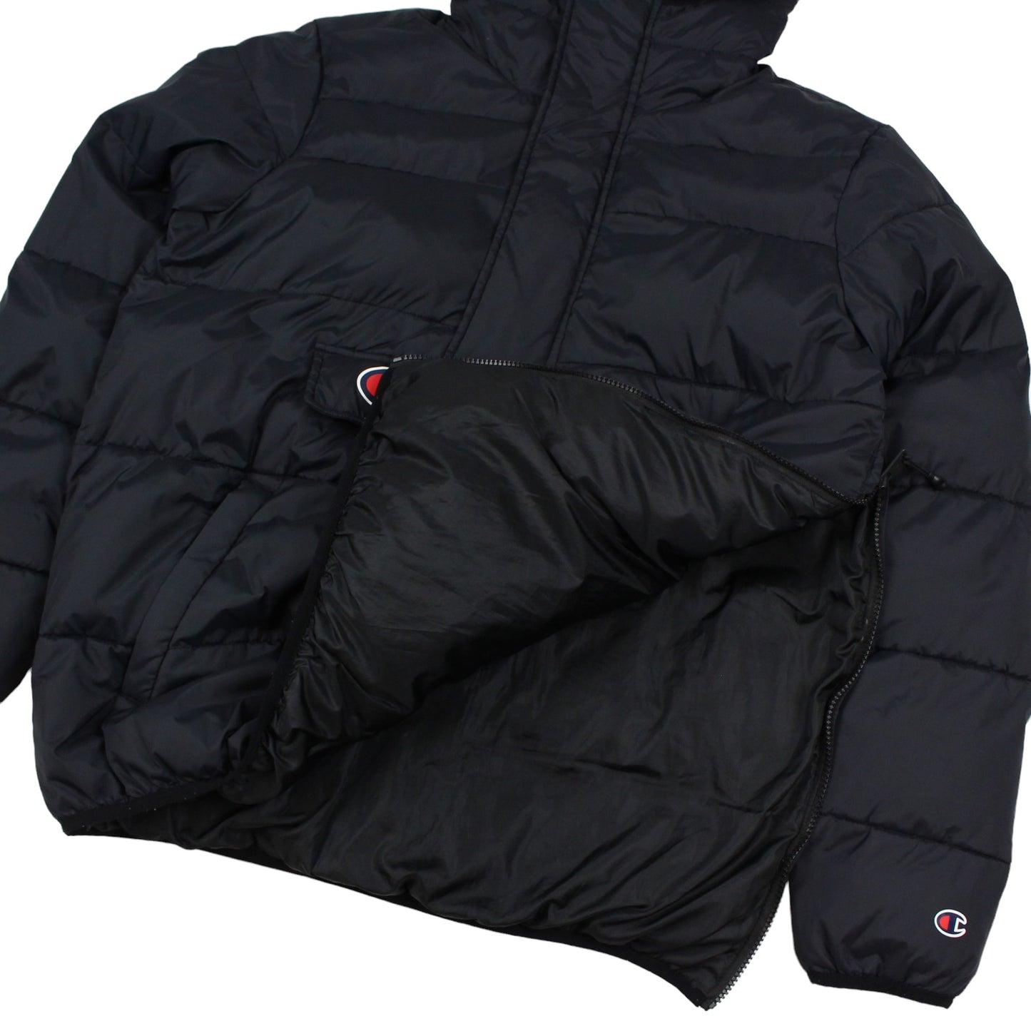 00s Champion Black Pullover Down/Puffer Jacket (M)