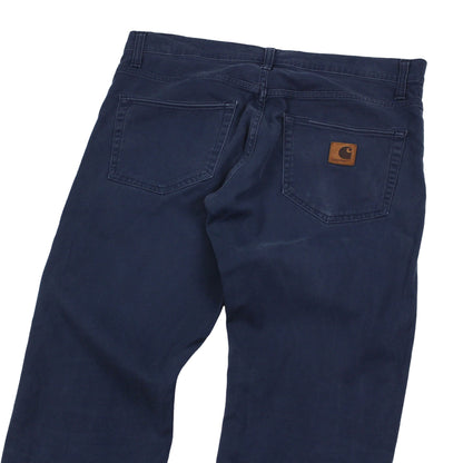 00s Carhartt Heavy Navy Regular Tapered Work Trousers (W33" X L32")