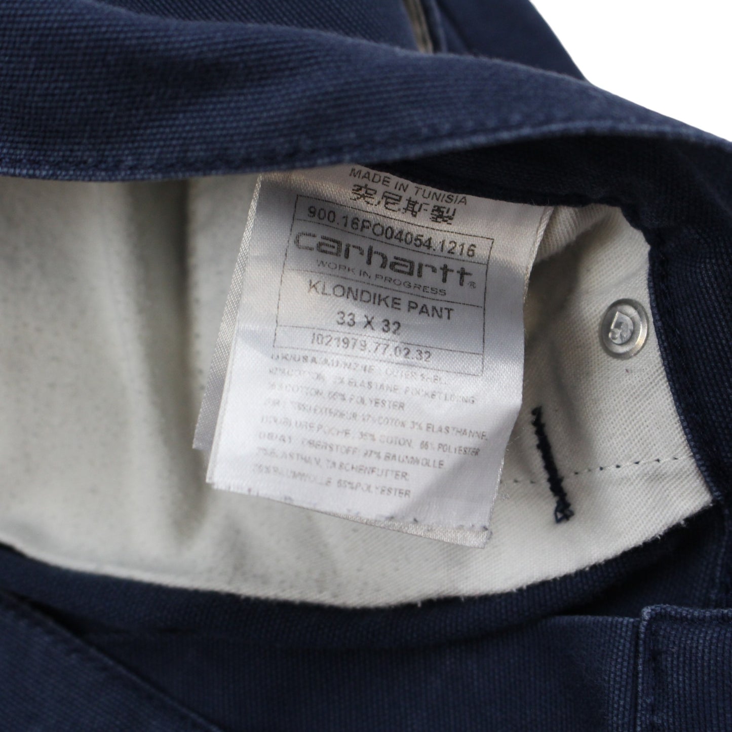 00s Carhartt Heavy Navy Regular Tapered Work Trousers (W33" X L32")