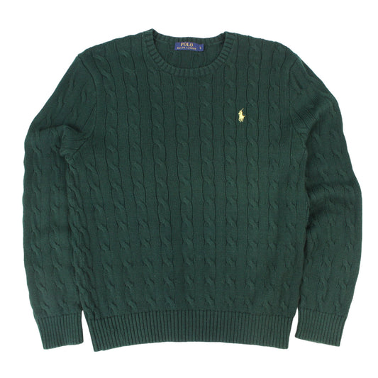 Polo Ralph Lauren Green Cable Knitted Jumper (M)