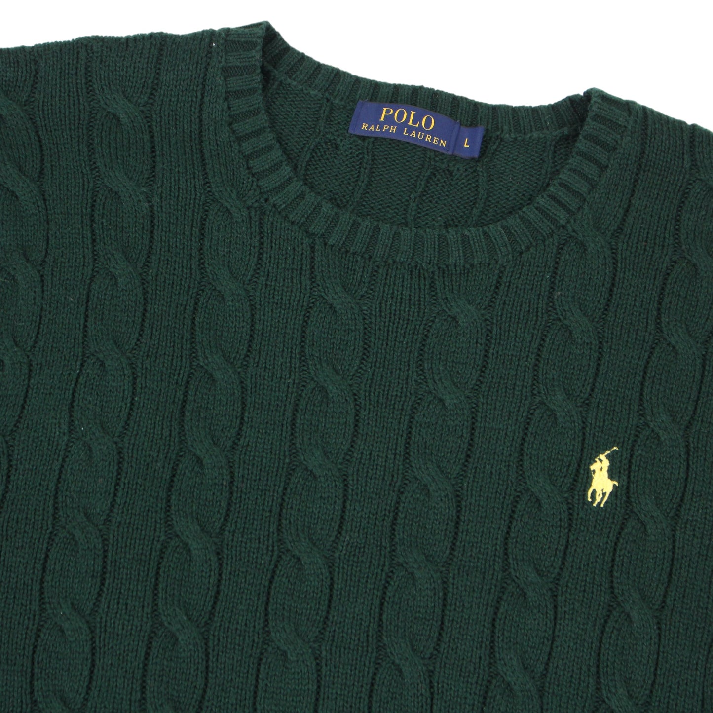 Polo Ralph Lauren Green Cable Knitted Jumper (M)