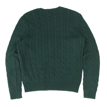 Polo Ralph Lauren Green Cable Knitted Jumper (M)