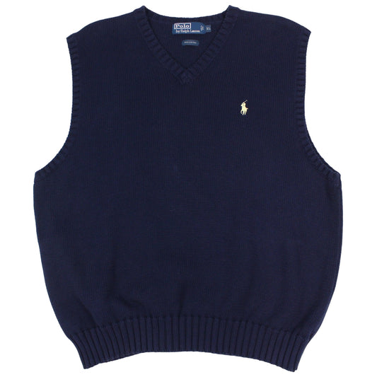 00s Polo Ralph Lauren Navy Heavy Knitted Sweater Vest (L)