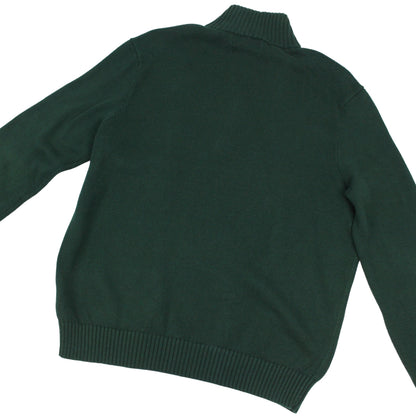 00s Polo Ralph Lauren Green Heavy Knitted 1/4 Zip Jumper (XL)