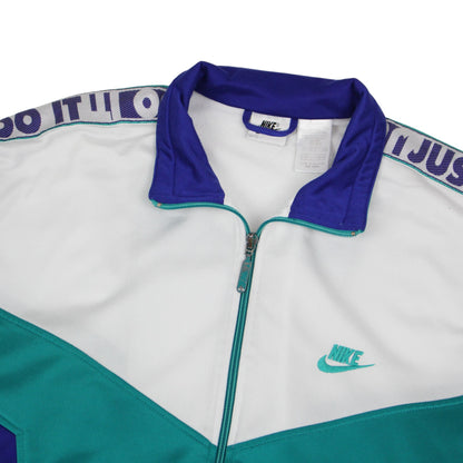 90s Nike White/Purple Track Jacket (L)