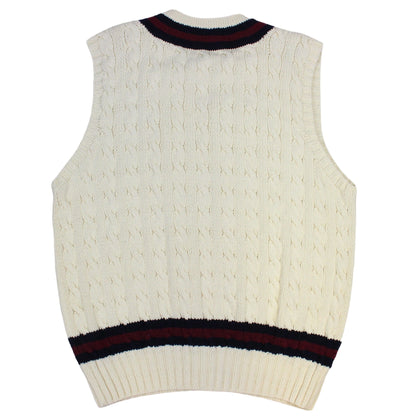 90s Polo Sport Hand Knitted Heavy Cream Sweater Vest (XL)