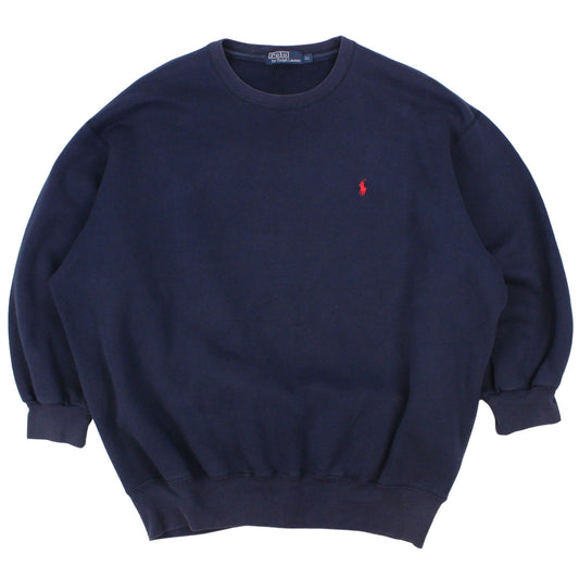 00s Polo Ralph Lauren Navy Embroidered Sweatshirt (XL)