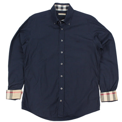 00s Burberry Brit Navy Novacheck Shirt (M)