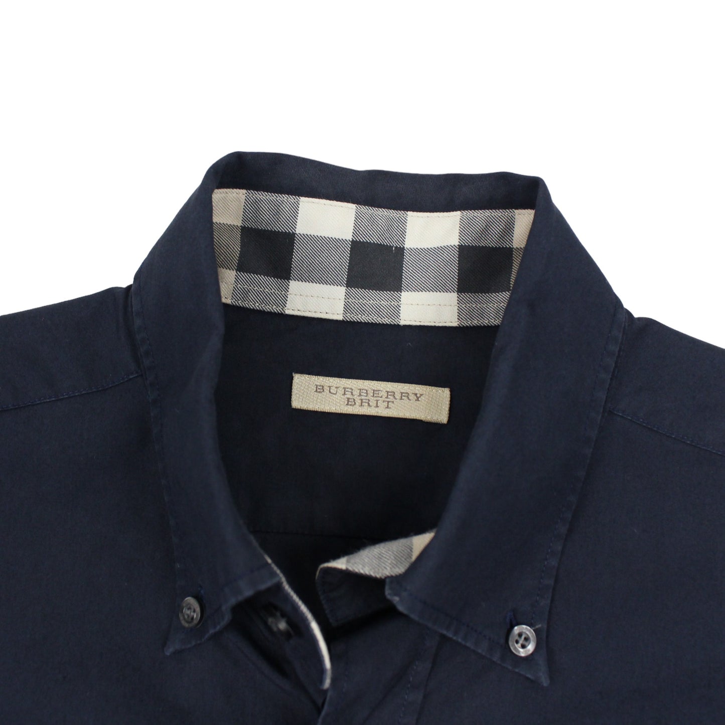 00s Burberry Brit Navy Novacheck Shirt (M)