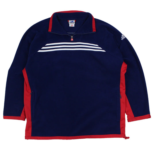 90s Adidas Navy 1/4 Zip Fleece (XXL)