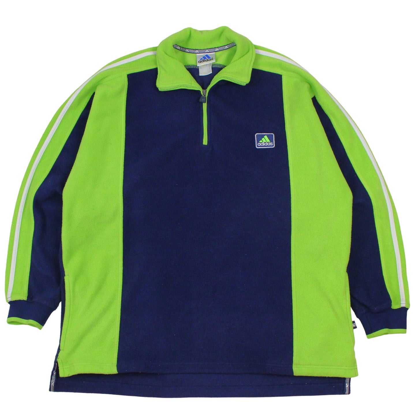 90s Adidas Navy/Green 1/4 Zip Fleece (XXL)