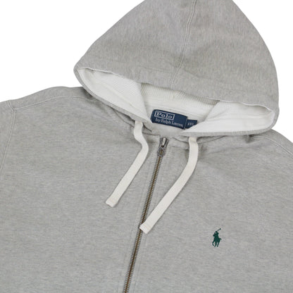 00s Polo Ralph Lauren Grey Heavy Full Zip Hoodie (XXL)