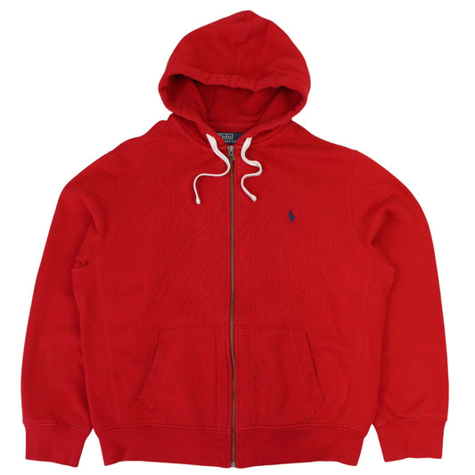 00s Polo Ralph Lauren Red Heavy Full Zip Hoodie (XL)