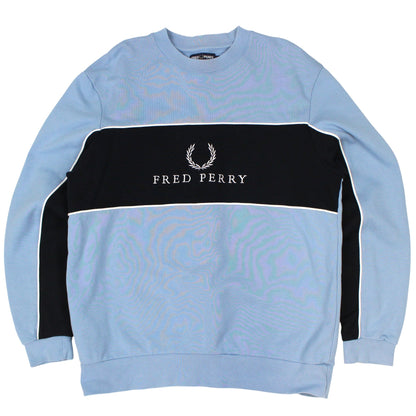 00s Fred Perry Blue Embroidered Sweatshirt (M)