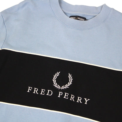 00s Fred Perry Blue Embroidered Sweatshirt (M)