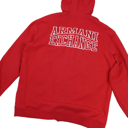 Armani Exchange Red Embroidered Full Zip Hoodie (XL)