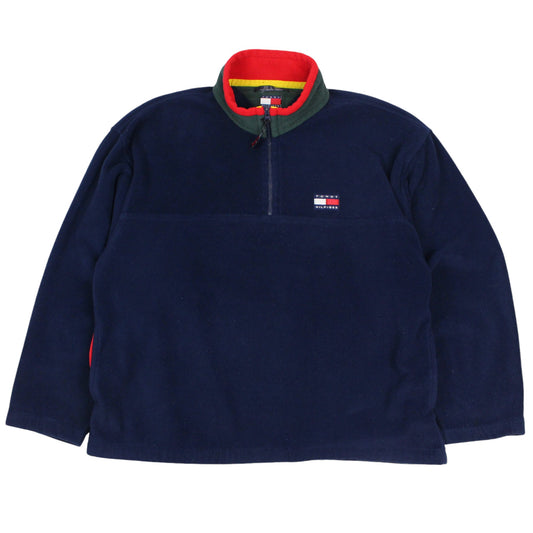 90s Tommy Hilfiger Navy 1/4 Zip Fleece (XXL)