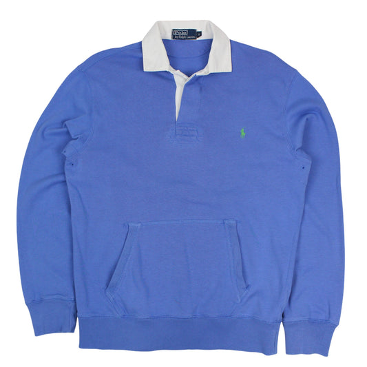 00s Polo Ralph Lauren Blue Collared Sweatshirt (M)