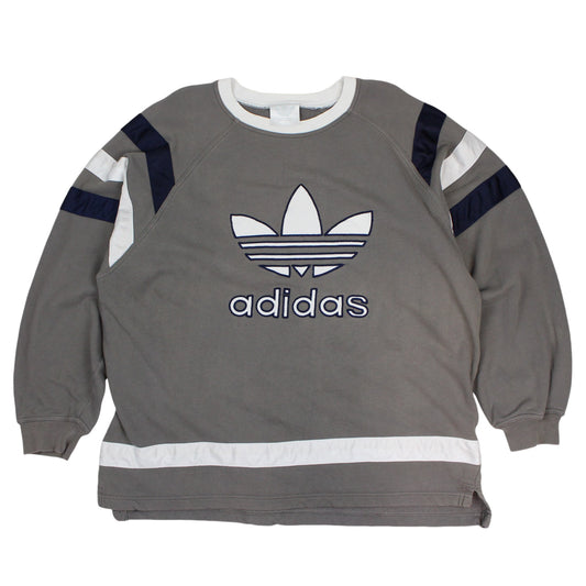 90s Adidas Grey Embroidered Sweatshirt (XXL)