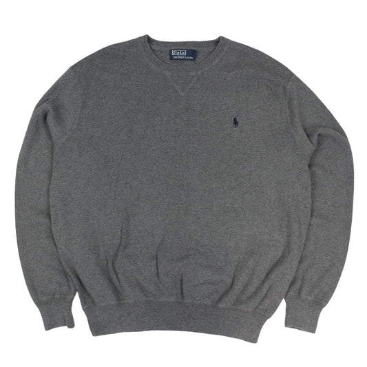 00s Polo Ralph Lauren Grey Heavy Knitted Jumper (M)