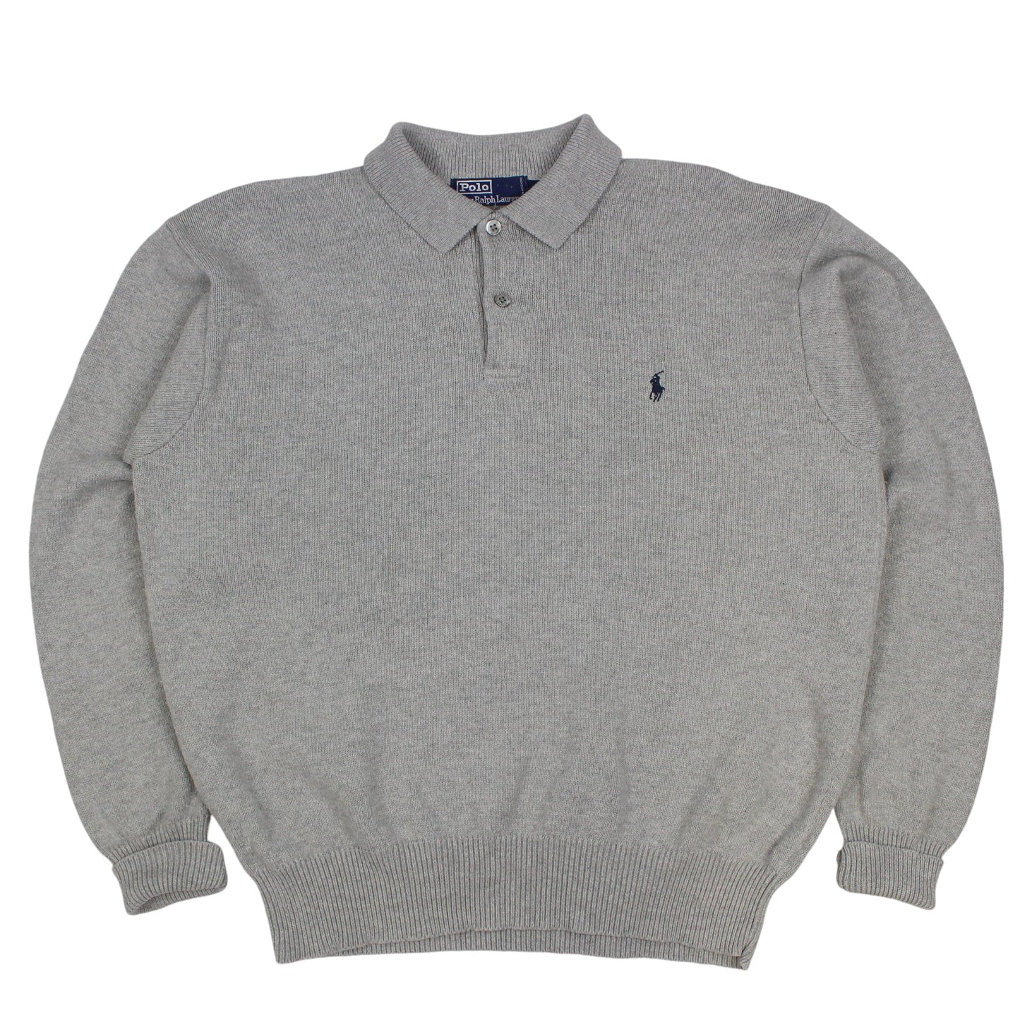 00s Polo Ralph Lauren Grey Heavy Knit Jumper (M)