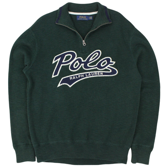 Polo Ralph Lauren Green Heavy Knit 1/4 Zip Jumper (M)