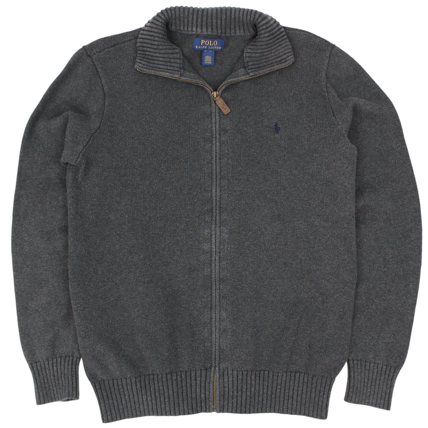 Polo Ralph Lauren Grey Heavy Knit Full Zip Jumper (S)