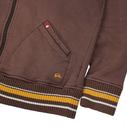 00s Quiksilver Brown Embroidered Full Zip Sweatshirt (M)