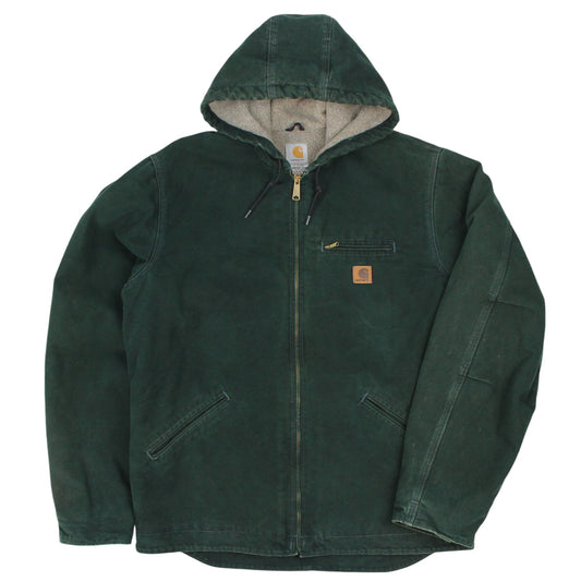 00s Carhartt Green Heavy Duty Sherpa Lined Jacket (L)