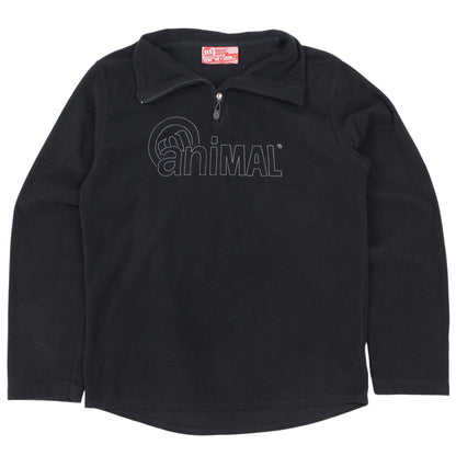 00s Animal Black Embroidered 1/4 Zip Fleece (M)