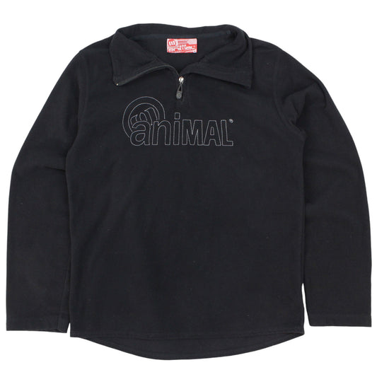 00s Animal Black Embroidered 1/4 Zip Fleece (M)