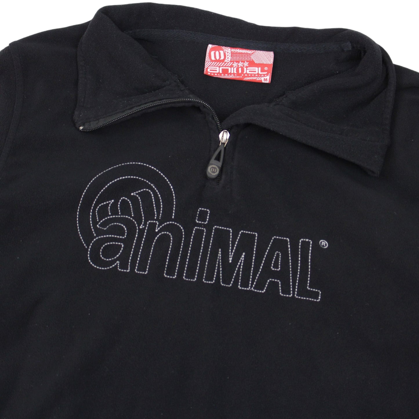 00s Animal Black Embroidered 1/4 Zip Fleece (M)