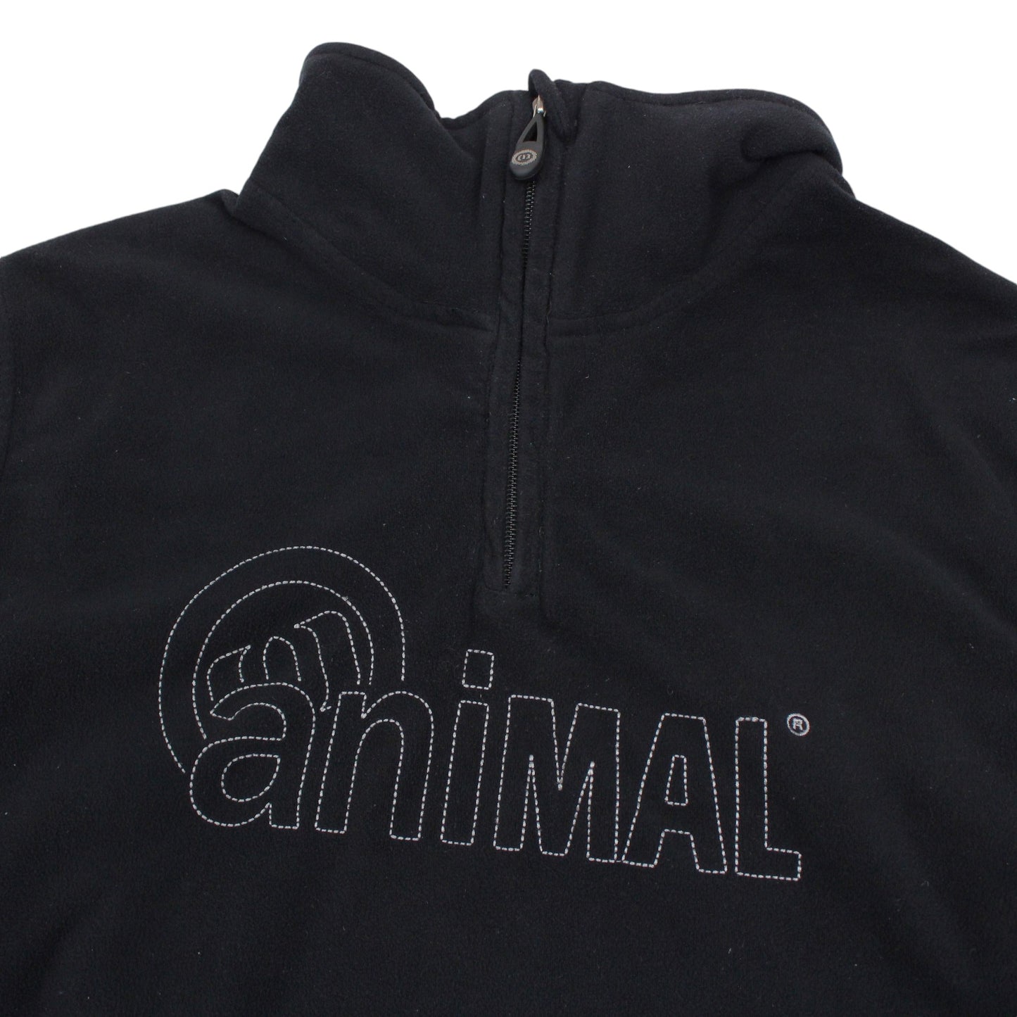 00s Animal Black Embroidered 1/4 Zip Fleece (M)