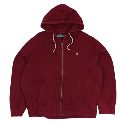 00s Polo Ralph Lauren Burgundy Heavy Full Zip Hoodie (XL)