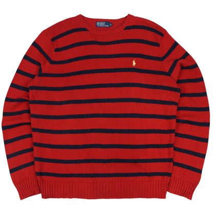 00s Polo Ralph Lauren Red Heavy Knit Jumper (XL)