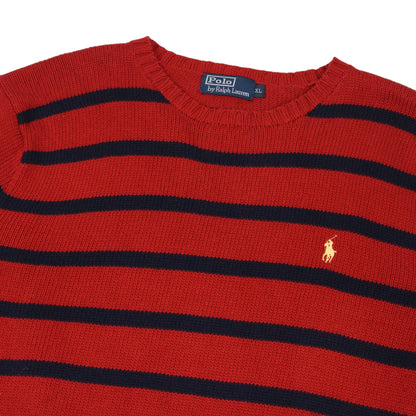 00s Polo Ralph Lauren Red Heavy Knit Jumper (XL)