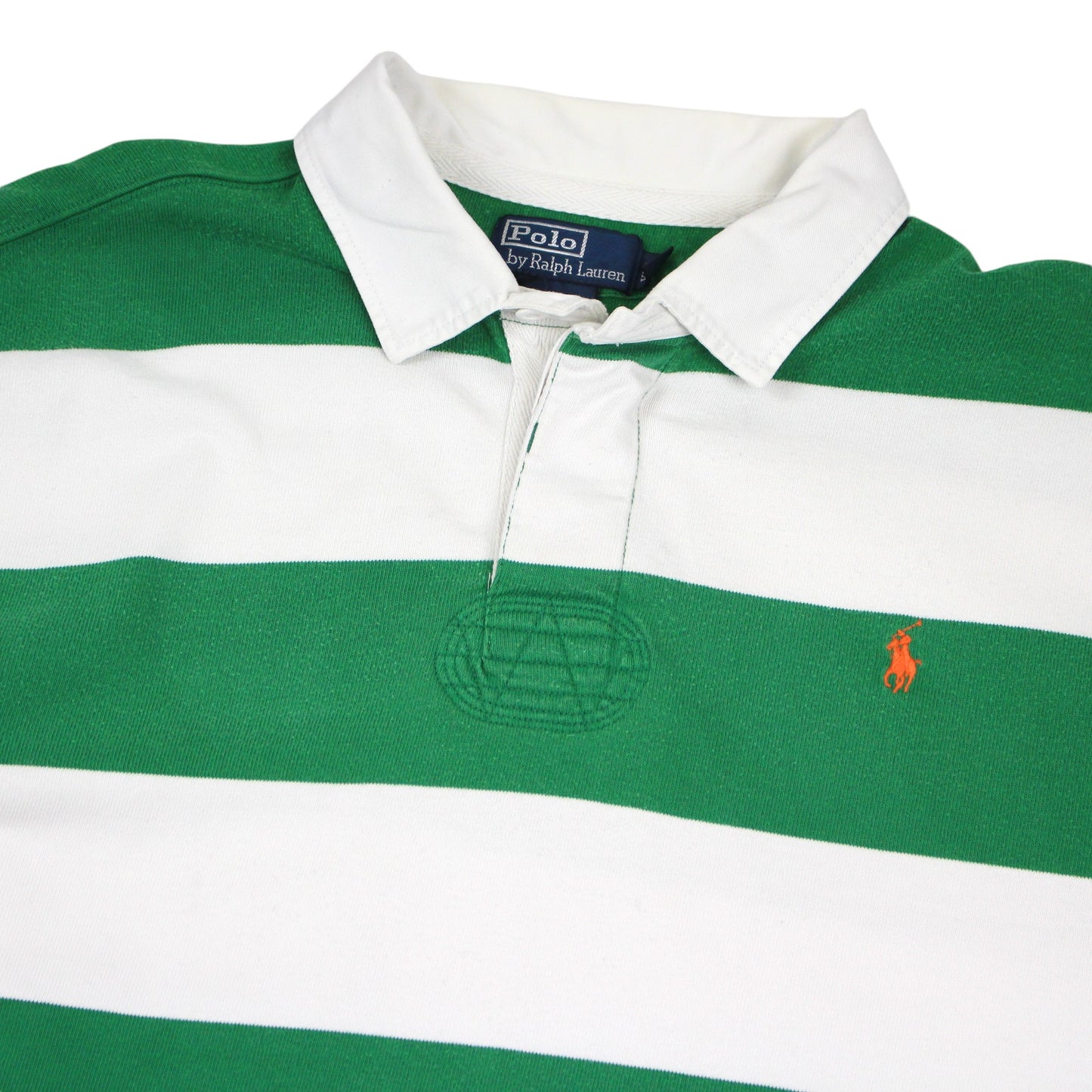 00s Polo Ralph Lauren Green/White Rugby Shirt (XXL)