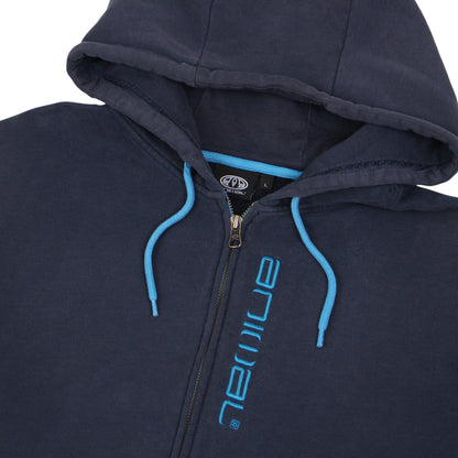 Animal Navy Embroidered Full Zip Hoodie (L)