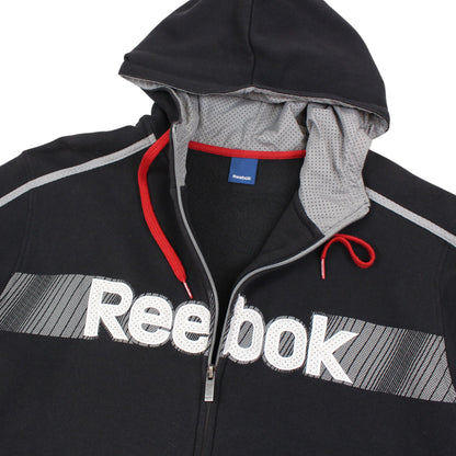 00s Reebok Black Embroidered Full Zip Hoodie (L)