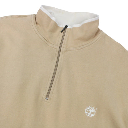 Timberland Beige Embroidered 1/4 Zip Sweatshirt (XL)