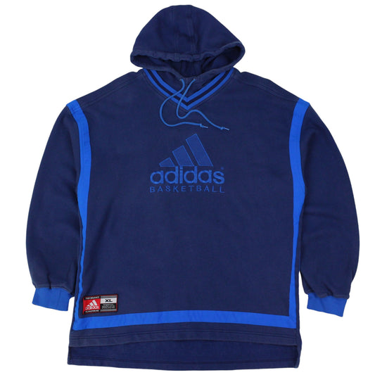 90s Adidas Basketball Navy Embroidered Hoodie (XL)