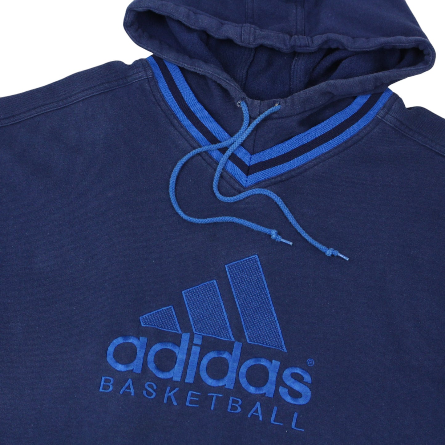 90s Adidas Basketball Navy Embroidered Hoodie (XL)