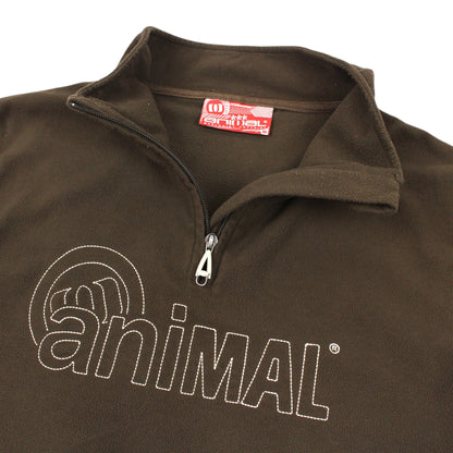 00s Animal Brown Embroidered 1/4 Zip Fleece (M)