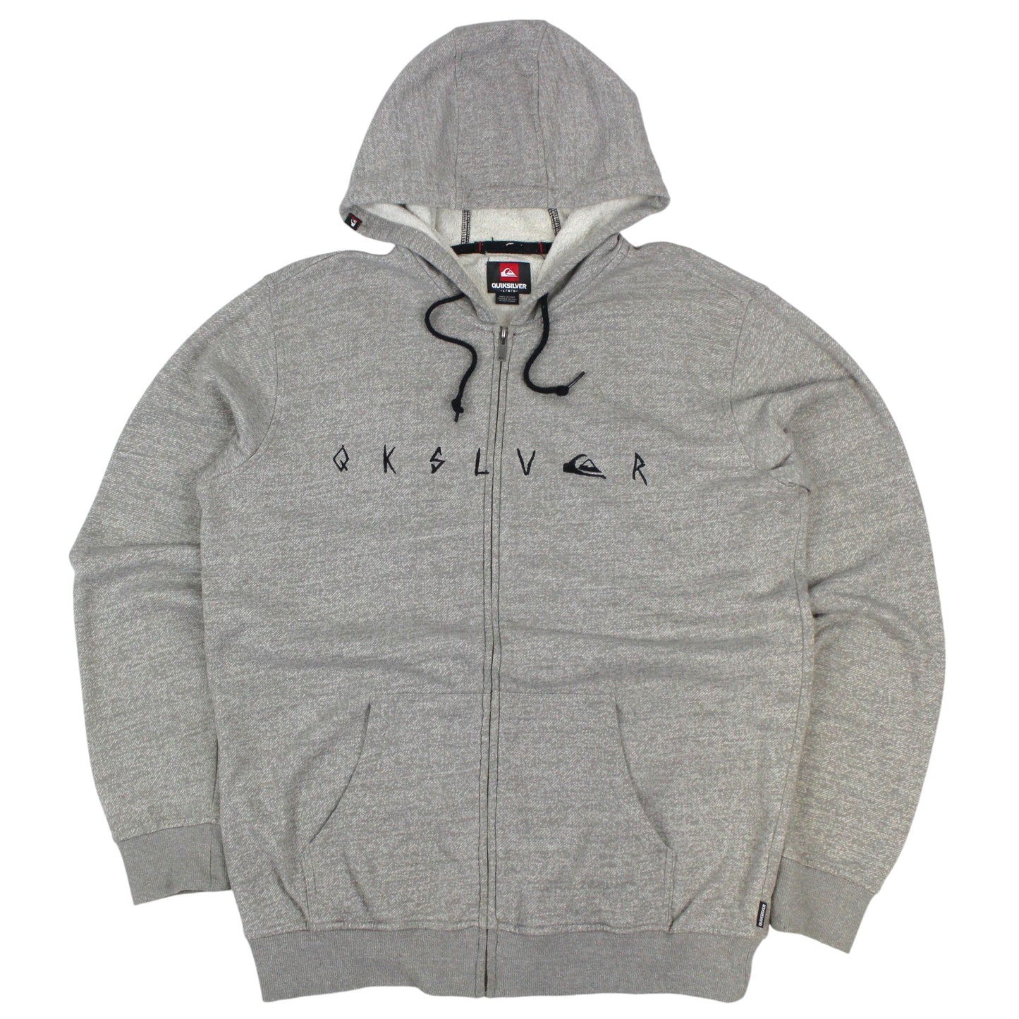 00s Quiksilver Grey Embroidered Full Zip Hoodie (XL)