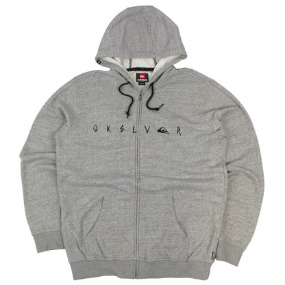 00s Quiksilver Grey Embroidered Full Zip Hoodie (XL)