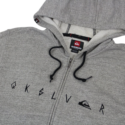 00s Quiksilver Grey Embroidered Full Zip Hoodie (XL)