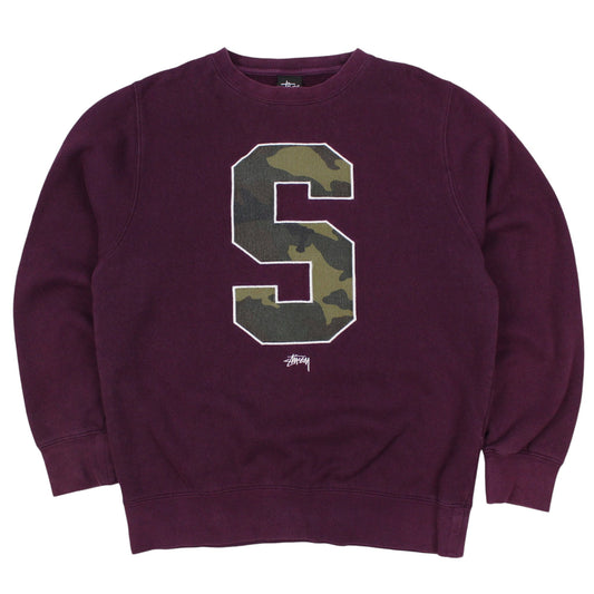 00s Stussy Burgundy Embroidered Sweatshirt (S)